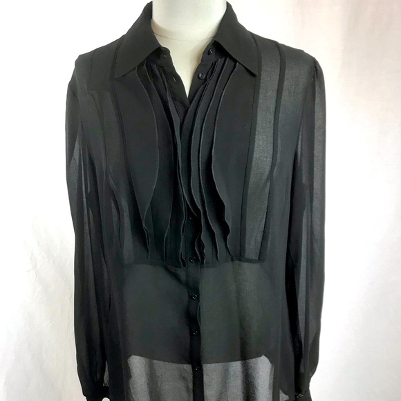 Designer sheer ruffle blouse
